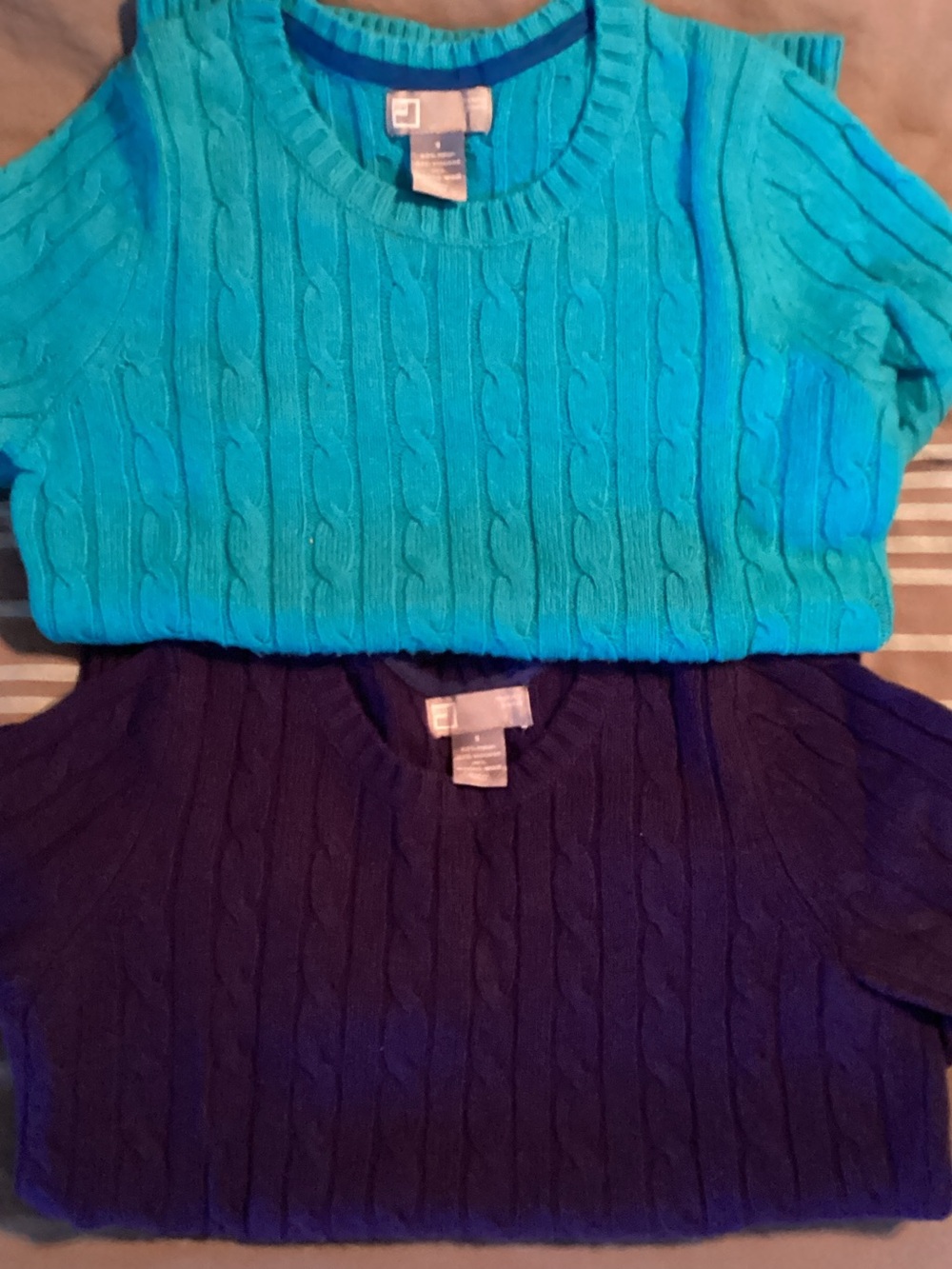 Bundle of 2 JCPenney Cable Knit Crewneck Sweaters